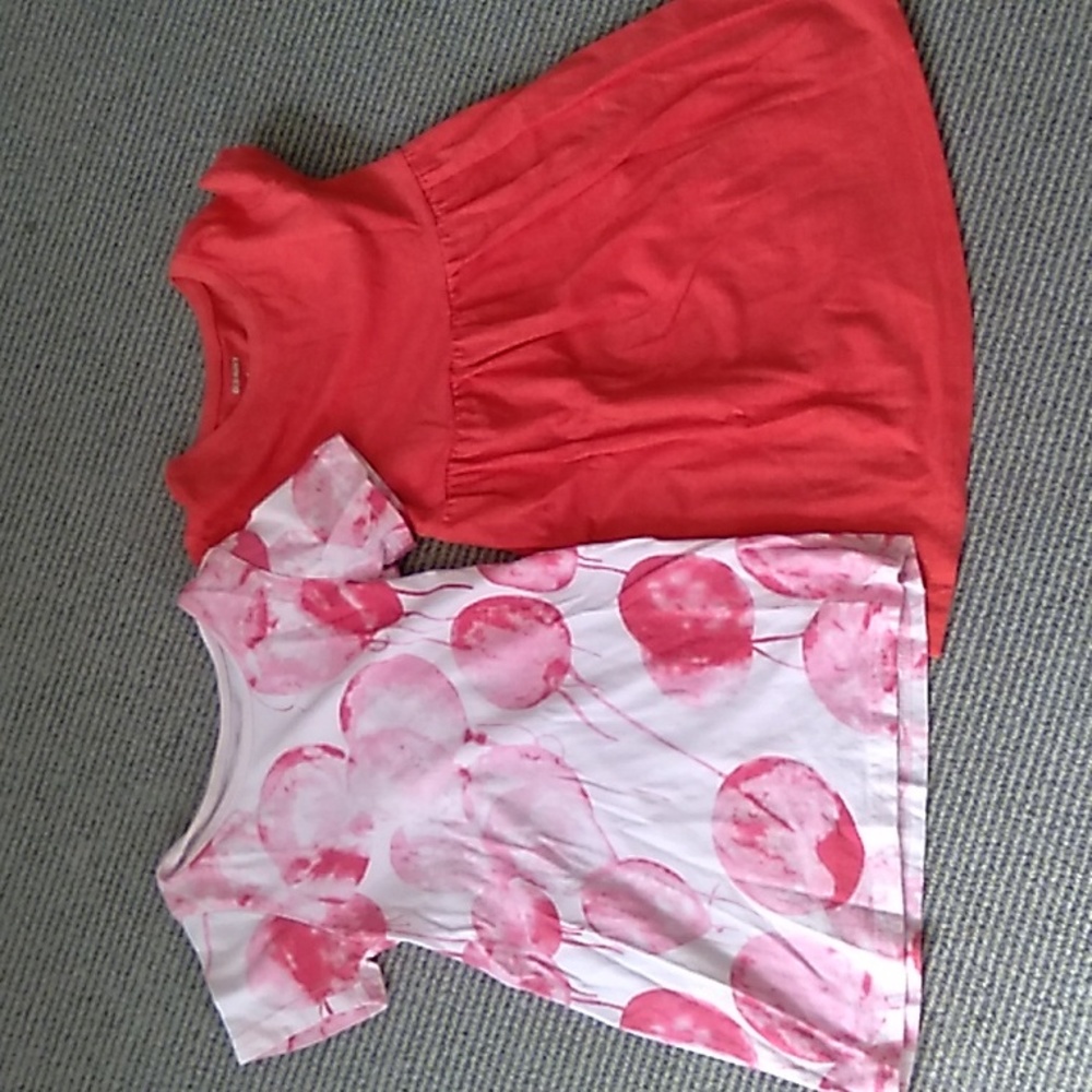Bundle of 2 size 3 summer toddler short sleeve dresses one red and one pink